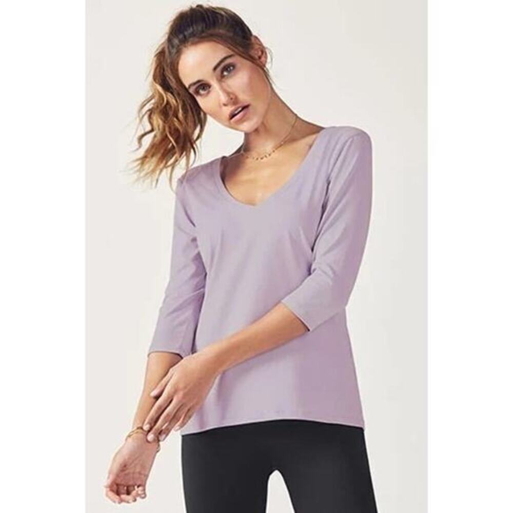 NEW Fabletics purple Samantha Top II boxy semi cropped moisture wick size large
